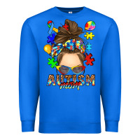 True Royal messy bun autism mom Premium Sweatshirt - RanaPortraitStore