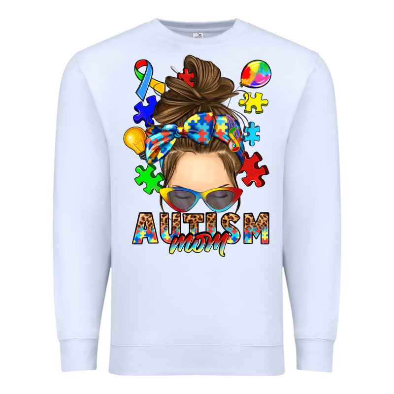 Messy Bun Autism Mom Premium Sweatshirt by RanaPortraitStore | Teevron