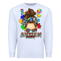 White messy bun autism mom Premium Sweatshirt - RanaPortraitStore