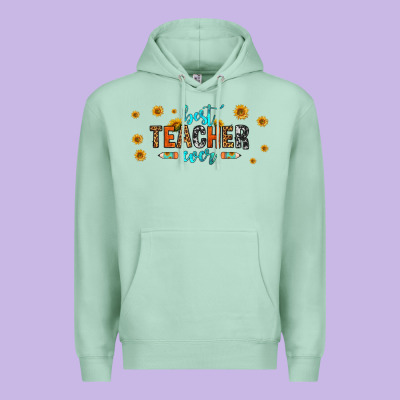 Best Teacher Ever 16oz Libbey Glass Premium Hoodie Designed By Hra Design Shop