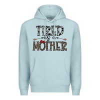 Blue Mist tired as a mother Premium Hoodie - CowhideDigitalArt