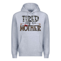 Heather Grey tired as a mother Premium Hoodie - CowhideDigitalArt
