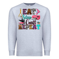 Heather Grey eat sleep craft repeat Premium Sweatshirt - RanaPortraitStore