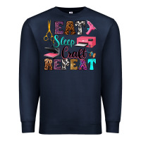 Navy eat sleep craft repeat Premium Sweatshirt - RanaPortraitStore