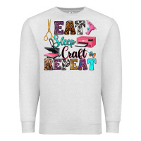 Oatmeal Heather eat sleep craft repeat Premium Sweatshirt - RanaPortraitStore