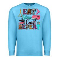 Ocean Blue eat sleep craft repeat Premium Sweatshirt - RanaPortraitStore