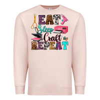 Pale Pink eat sleep craft repeat Premium Sweatshirt - RanaPortraitStore