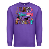 Purple eat sleep craft repeat Premium Sweatshirt - RanaPortraitStore