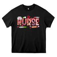 Black Nurse Valentine Heavy Core Tee - CowhideDigitalArt