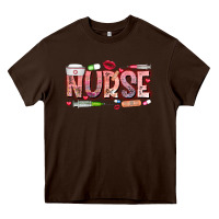Chocolate Brown Nurse Valentine Heavy Core Tee - CowhideDigitalArt