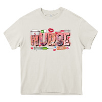 Cream Nurse Valentine Heavy Core Tee - CowhideDigitalArt
