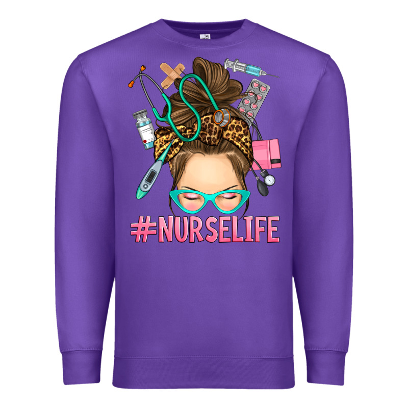 Messy Bun Nurse Life Premium Sweatshirt by RanaPortraitStore | Teevron