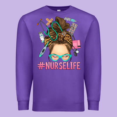 Premium Sweatshirt messy bun nurse life