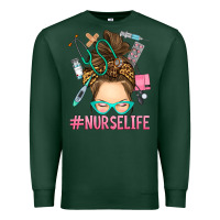 Sports Green messy bun nurse life Premium Sweatshirt - RanaPortraitStore