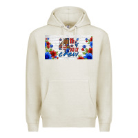 Oatmeal Heather floral 4th of july crew license plate Premium Hoodie - HRA Design Shop