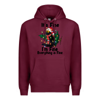 Burgundy It's Fine I'am Fine Everything Is Fine Premium Hoodie - FaDigitalArtStudio