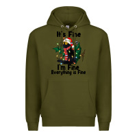 Army Green It's Fine I'am Fine Everything Is Fine Premium Hoodie - FaDigitalArtStudio