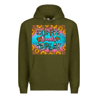 Army Green coffee teach repeat Premium Hoodie - HRA Design Shop