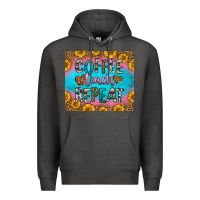 Charcoal Heather coffee teach repeat Premium Hoodie - HRA Design Shop