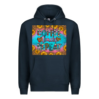 Navy coffee teach repeat Premium Hoodie - HRA Design Shop