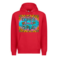 Red coffee teach repeat Premium Hoodie - HRA Design Shop