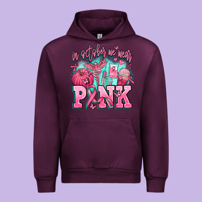 In October We Wear Pink Urban Hoodie Designed By Adodesignshop
