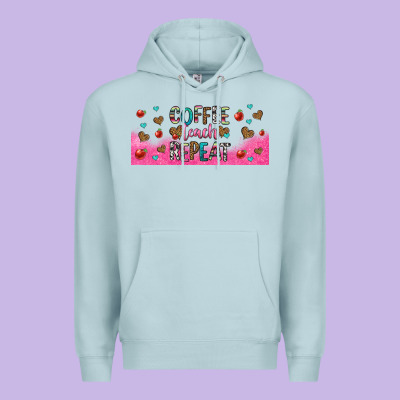 Coffee Teach Repeat Teacher Libbey Glass Premium Hoodie Designed By Hra Design Shop