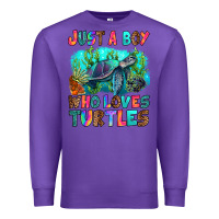 Purple just a boy who loves turtles Premium Sweatshirt - RanaPortraitStore
