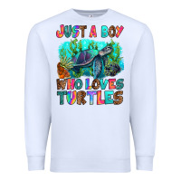 White just a boy who loves turtles Premium Sweatshirt - RanaPortraitStore
