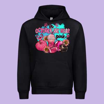 In October We Wear Pink American Football Urban Hoodie Designed By Adodesignshop