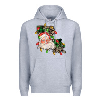 Heather Grey Louisiana map christmas santa Premium Hoodie - FaDigitalArtStudio