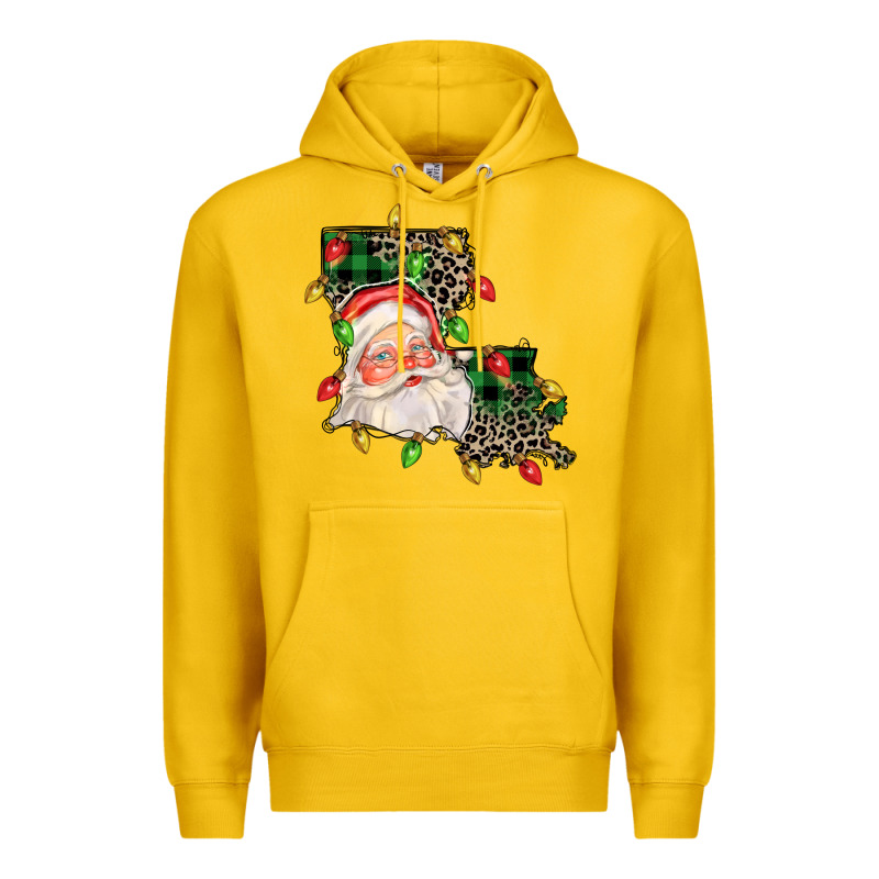 Louisiana Map Christmas Santa Premium Hoodie by FaDigitalArtStudio | Teevron
