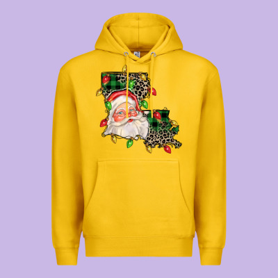Louisiana Map Christmas Santa Premium Hoodie Designed By Fadigitalartstudio