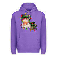 Purple Louisiana map christmas santa Premium Hoodie - FaDigitalArtStudio