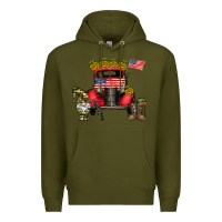 Army Green america soldier truck Premium Hoodie - CowhideDigitalArt