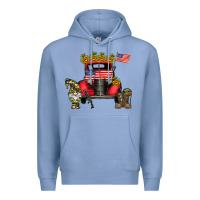 Colony Blue america soldier truck Premium Hoodie - CowhideDigitalArt