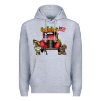 Heather Grey america soldier truck Premium Hoodie - CowhideDigitalArt