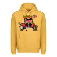 Mustard america soldier truck Premium Hoodie - CowhideDigitalArt