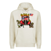 Oatmeal Heather america soldier truck Premium Hoodie - CowhideDigitalArt