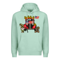 Seafoam america soldier truck Premium Hoodie - CowhideDigitalArt