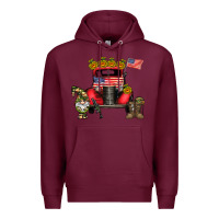 Burgundy america soldier truck Premium Hoodie - CowhideDigitalArt