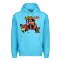 Ocean Blue america soldier truck Premium Hoodie - CowhideDigitalArt
