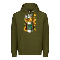 Army Green Mama Needs Coffee Cup Premium Hoodie - FaDigitalArtStudio