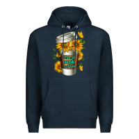 Navy Mama Needs Coffee Cup Premium Hoodie - FaDigitalArtStudio