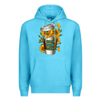 Ocean Blue Mama Needs Coffee Cup Premium Hoodie - FaDigitalArtStudio