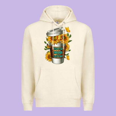 Mama Needs Coffee Cup Premium Hoodie Designed By Fadigitalartstudio
