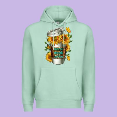 Mama Needs Coffee Cup Premium Hoodie Designed By Fadigitalartstudio