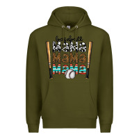 Army Green baseball mama mama mama Premium Hoodie - CowhideDigitalArt