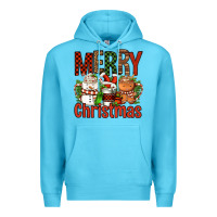 Ocean Blue Merry Christmas Coffee Cups Premium Hoodie - FaDigitalArtStudio