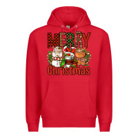 Red Merry Christmas Coffee Cups Premium Hoodie - FaDigitalArtStudio